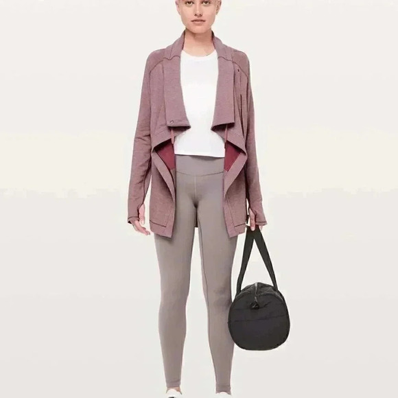 Lululemon "Coast Easy " long sleeve Heathered Misty Merlot long sleeve wrap 8 - Picture 2 of 4